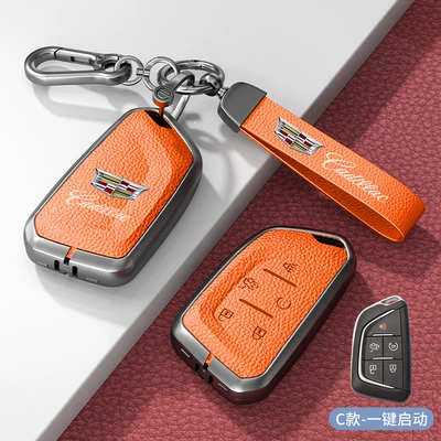 Car key bag: Covers Xt5 Xt6 Xt4 - standard-type-c-one-click-start-emma-orange-zinc-alloy-shell-hardware-bracelet