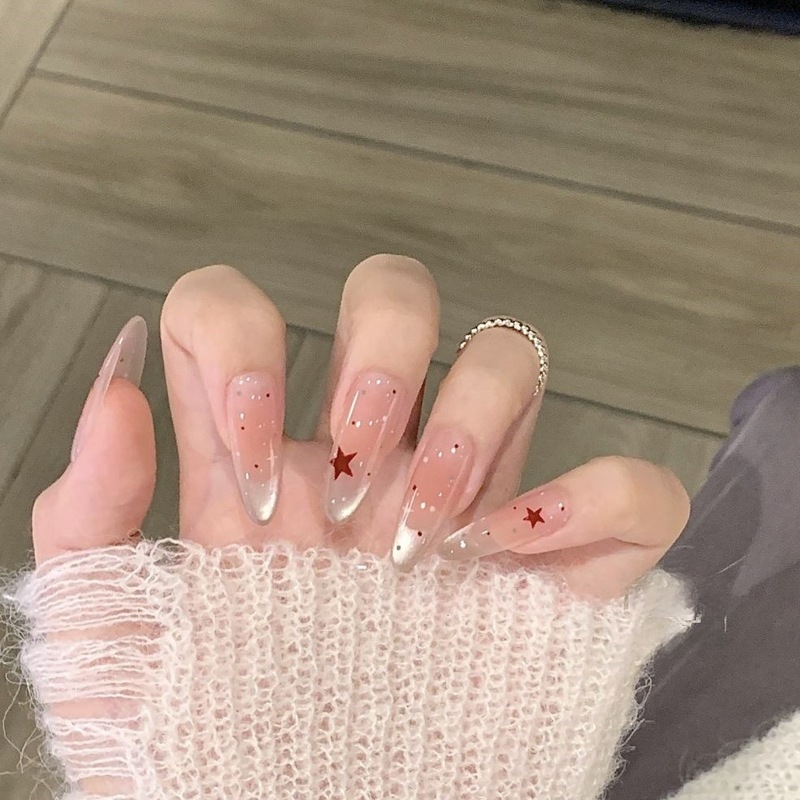 子供用ウェアラブルネイル、超かわいいアップルキティホワイトニングマニキュア、取り外し可能なショートネイル、手描きの甘い女の子イン|undefined