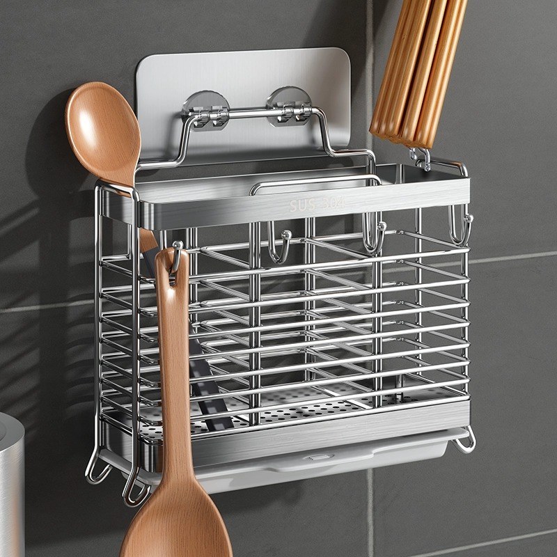 Ящик для хранения палочек для еды из нержавеющей стали, кухонная клетка для палочек для еды, настенная клетка для палочек для еды, бытовой нож, ложка, бочка для палочек для еды с лошадью, маленькая