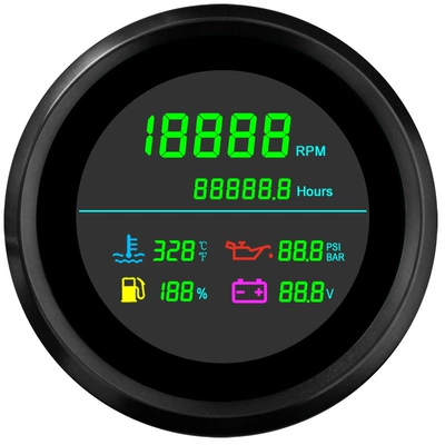 Yeni 85mm LCD taxometr, saat, su temperaturu, yağ təzyiqi, yağ səviyyəsi, voltmetr