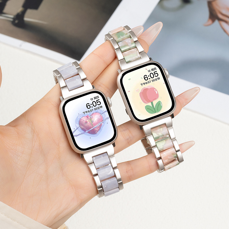 Suitable for iWatch Metal Inter-Resin S8 Summer Girls Se New Wristband S7 Sports Creative iPhone Smart