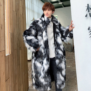 Autumn and Winter Fur Coat Men's Warm Thickened Fur Coat Fashionable Casual Long Coat Street Loose Jacket