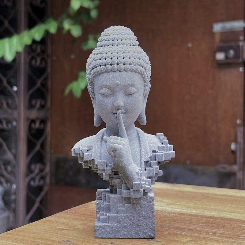 中式禅意佛像摆件园艺花卉茶室佛陀释迦牟尼佛鱼缸造景青石材质|undefined