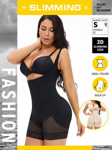 TOPMELON suspender one-piece hip-lifting tight-fitting fat woman large size zipper shapewear shaperwearD1636