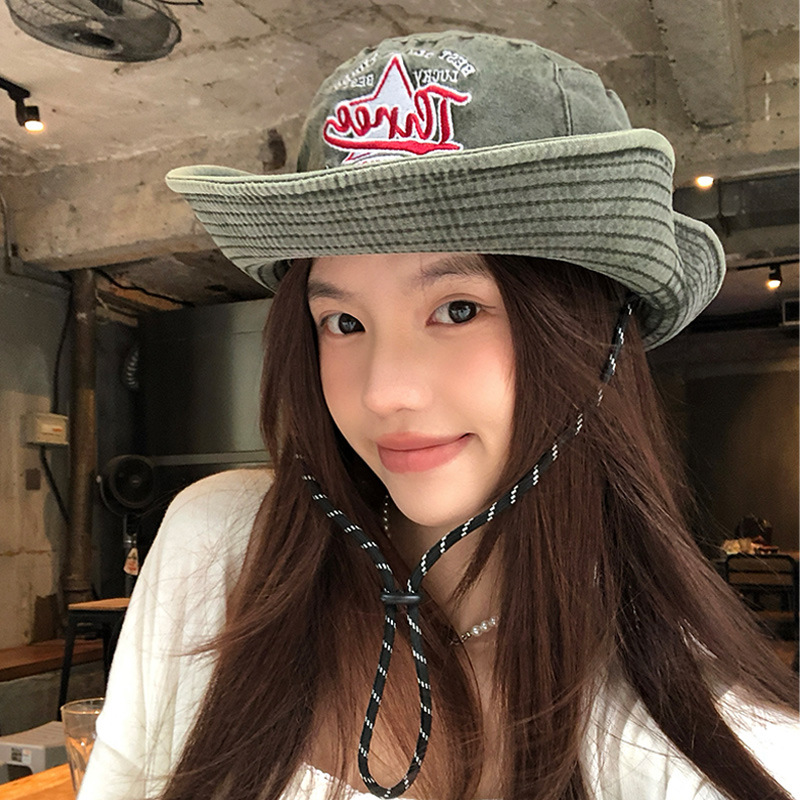 American retro western cowboy sombrero mujer primavera-verano ropa de lazos sombrero de montaña al aire libre sombrero de pescador de sombrero de sombrero de sombra grande