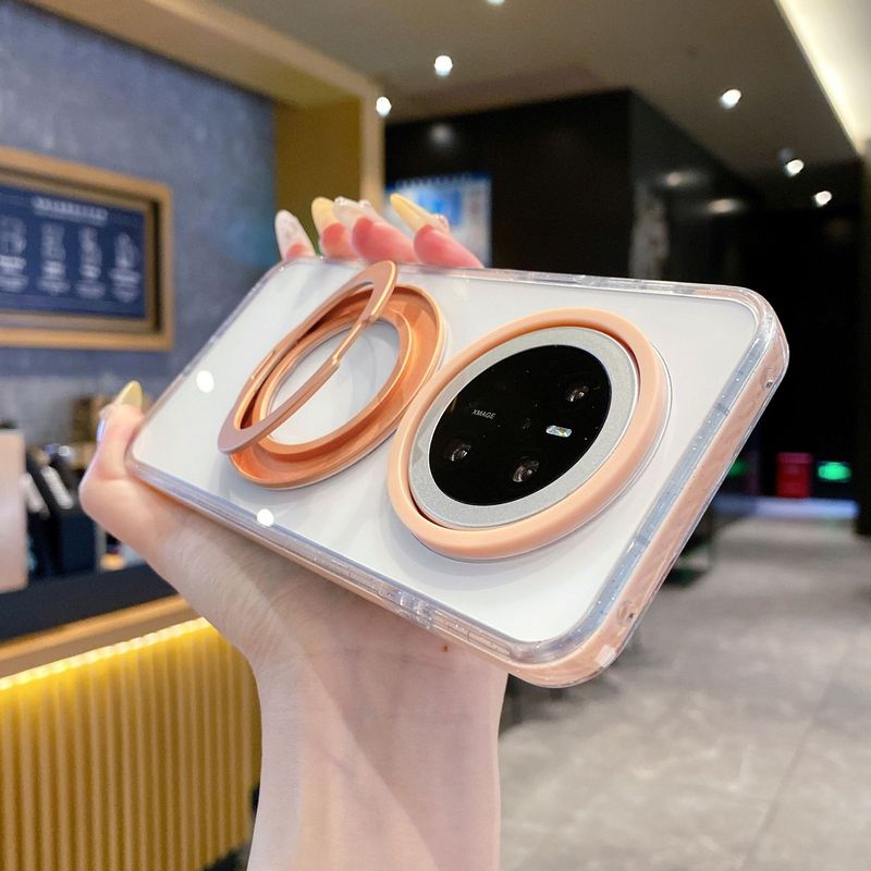 Huawei mate70pro+ 携帯電話ケース磁気回転スタンド Pura70 透明シリコングリッター支点ケースに適しています。|undefined