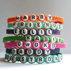 手工编织手绳外贸新款字母编织手绳彩色绳子编织手链工厂跨境货源