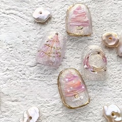 聖誕氛圍感穿戴甲彩色聖誕樹格紋甜甜圈短款可愛可拆卸節日感美甲