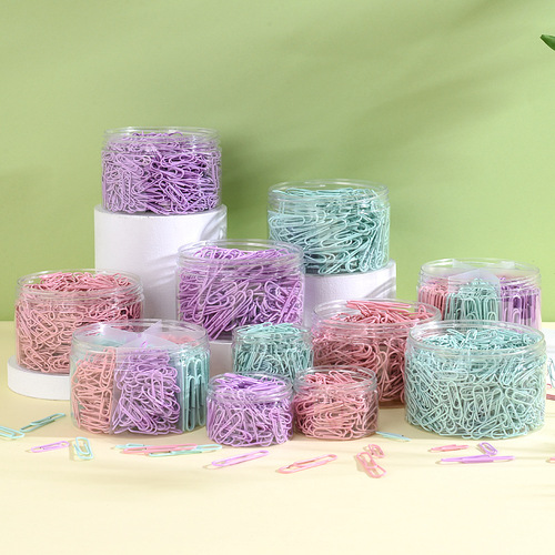Macaron color paper clips 28MM 33MM 50MM color paper clips plastic wrapped paper clip folders exclusively for cross-border supply