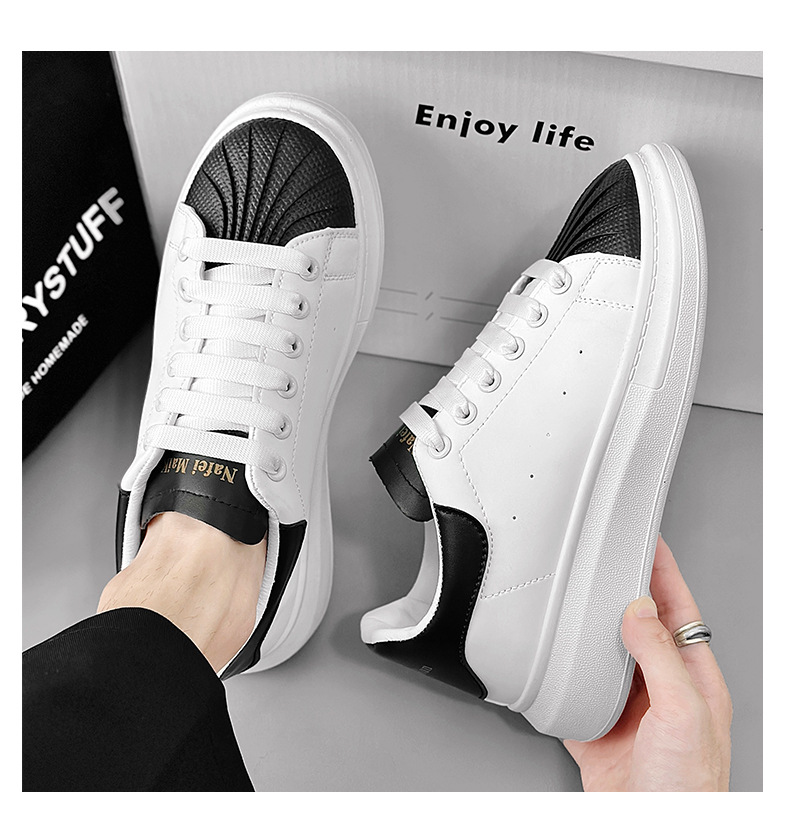 Weiße Shell Toe Sneaker Für Herren Leichte Koreanische Sneaker_voghion.com