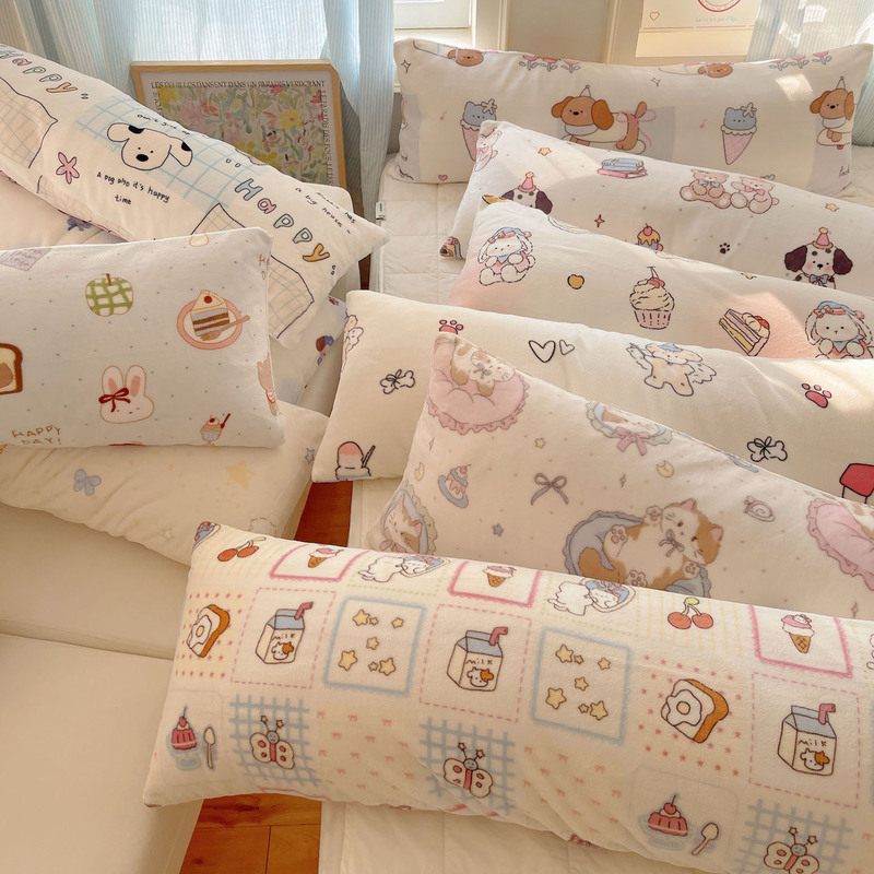 Ins Small Fresh Milk Velvet Long Pillow Home Sofa Bedside Pillow Adult Side Sleeping Leg Pillow Removable