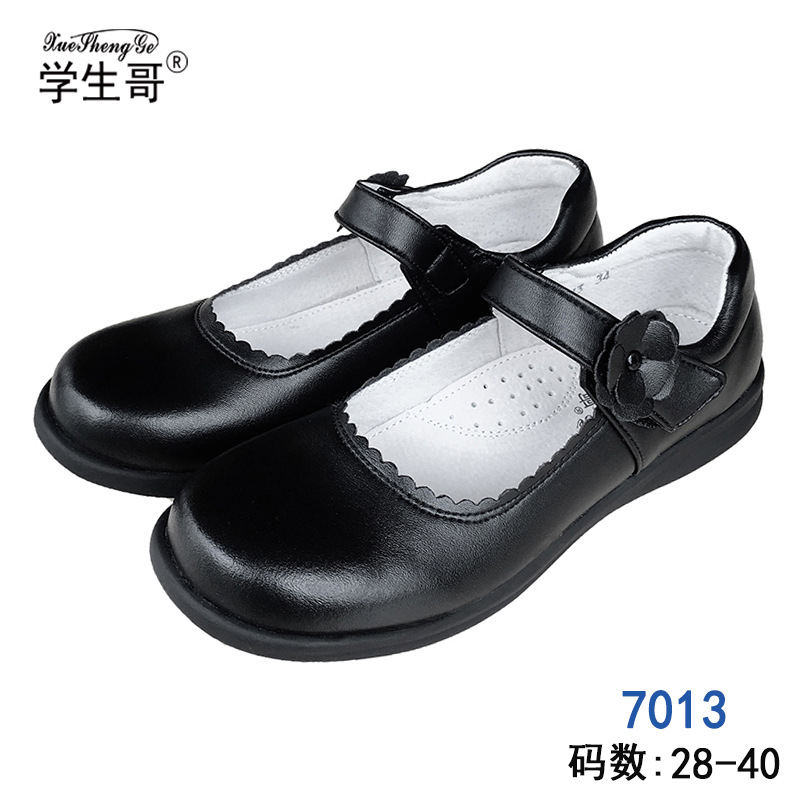 学生哥7013中小学生牛皮鞋女童黑色公主鞋学校牛皮演出鞋