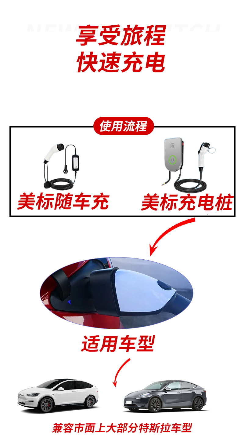 American Standard Adapter Ccs1 to Nacs Adapter Car Charging Gun Compatible with Teala Tesla Interface