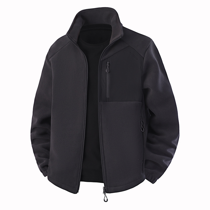 Shake-off chaqueta de cuello vertical hombre otoño invierno doble cara chaqueta interior de terciopelo cálido hombre cardigán camiseta de deporte ropa superior