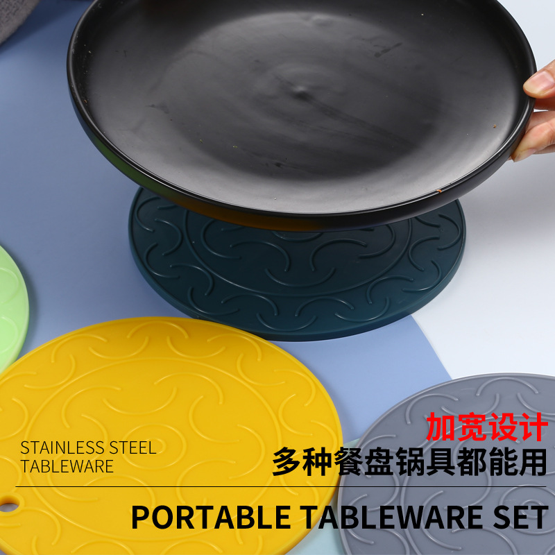 [Almohadilla de aislamiento de silicona] estera de la olla estera de comedor estera de la taza de té hogar engrosada estera del tazón Nordic ins simple estera de la placa