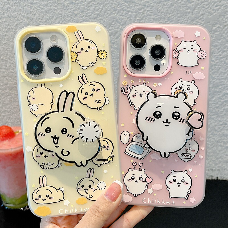 二合一磨砂壳卡通吉伊卡哇手机壳适用iphone16可爱苹果支架保护套|undefined