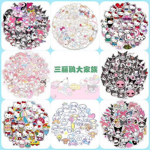 Sanli District Bird Sticker Kuromi Cinnamon Dog Melody hellokitty Pacha Dog Waterproof Handbook Sticker