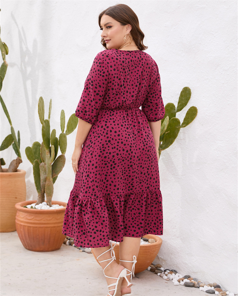 Sheath Dress Commute V Neck Half Sleeve Polka Dots Midi Dress Holiday display picture 3