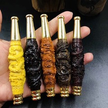 飞龙在天雕刻可清洗招财貔貅红木过滤烟嘴黄杨木礼品粗细两用