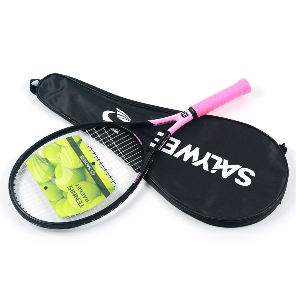 SALYWEE raqueta de tenis profesional integrada de fibra de carbono de aluminio genuino para principiantes, absorción de impactos ligera, gran raqueta, hombres y mujeres simples y dobles