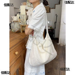 Spring and Summer New Polo Dot Printed Shoulder Bag Women's Simple All-match Canvas Bag Large Capacity General Bag
