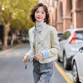 新中式女装国风提花刺绣唐装上衣冬季改良日常禅意轻薄羽绒服外套