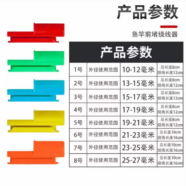 鱼竿前堵绕线器一体户外手竿通用鱼线收线器硅胶鱼杆前堵护竿护线