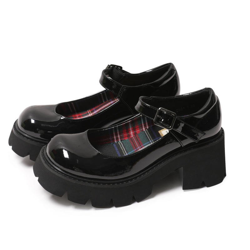 Spring and Summer New Thick Sole Chunky Heel Mary Jane Shoes College Style Single-layer Shoes Slimming Vintage Leather Shoes Women's 2023 Shoes Spring and Summer New Thick Sole Chunky Heel Mary Jane Shoes College Style Single-layer Shoes Slimming Vintage Leather Shoes Women's 2023 Shoes