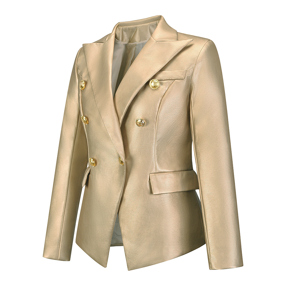 Fashion Short Women Motorcycle PU Leather Blazer Wholesale Coats And