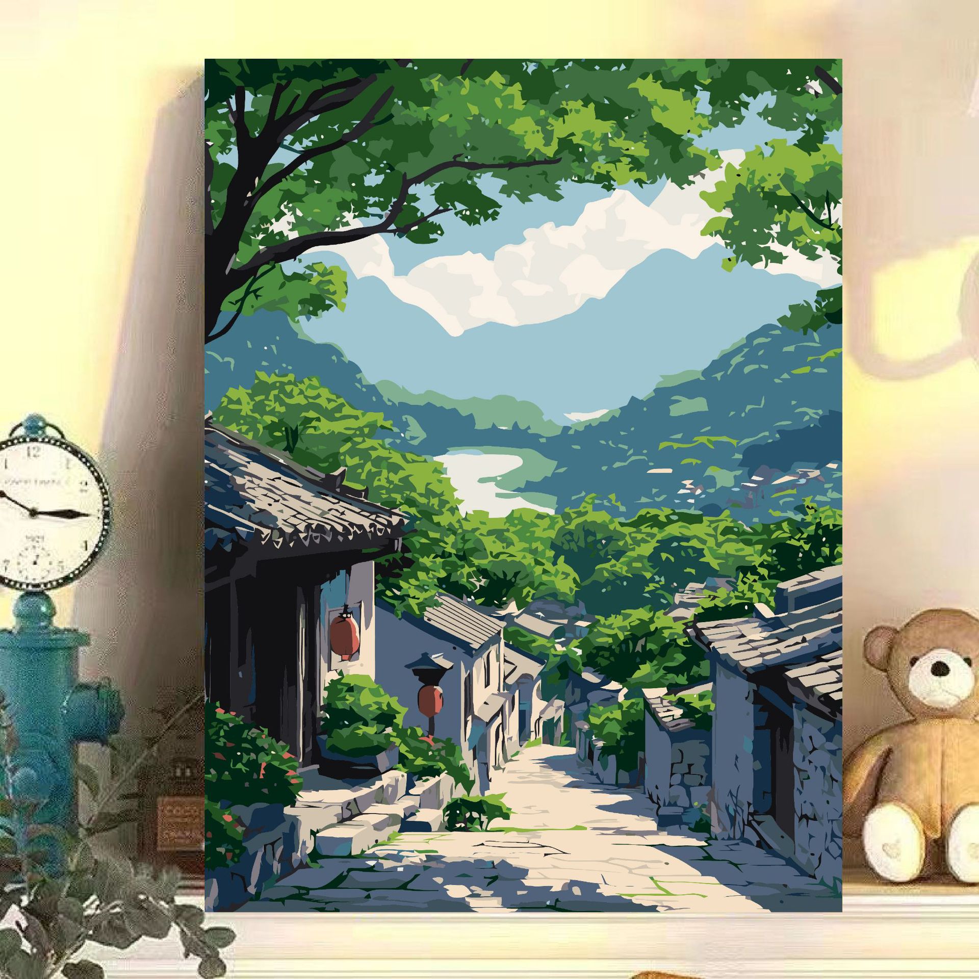 Paisaje floral diy relleno manual acrílico pintura al óleo digital de alto valor de color curado 0 pintura al óleo de relleno base en el viento