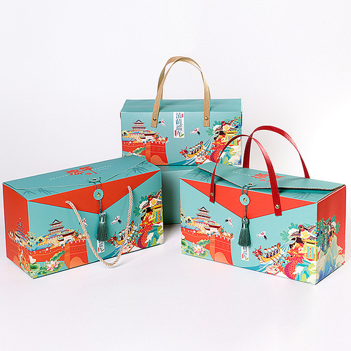 Creative Handheld Box for 2024 Dragon Boat Festival Traditional Style Rice Dumpling Gift Box Manufacturer for Hotel Gifts