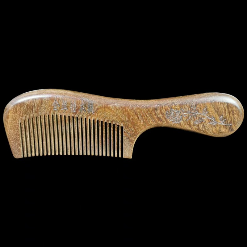 ゴールデンサンダルウッド家庭用木製櫛厚く彫刻された細くて広い歯の女性の長い髪天然無垢材彫刻卸売|undefined