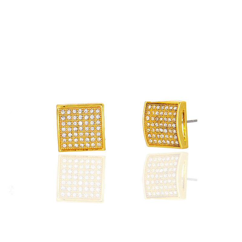 Venta caliente europea y americana nueva aleación China diamante hip hop pendientes accesorios moda Marca completa diamante ins pendientes personalizados al por mayor