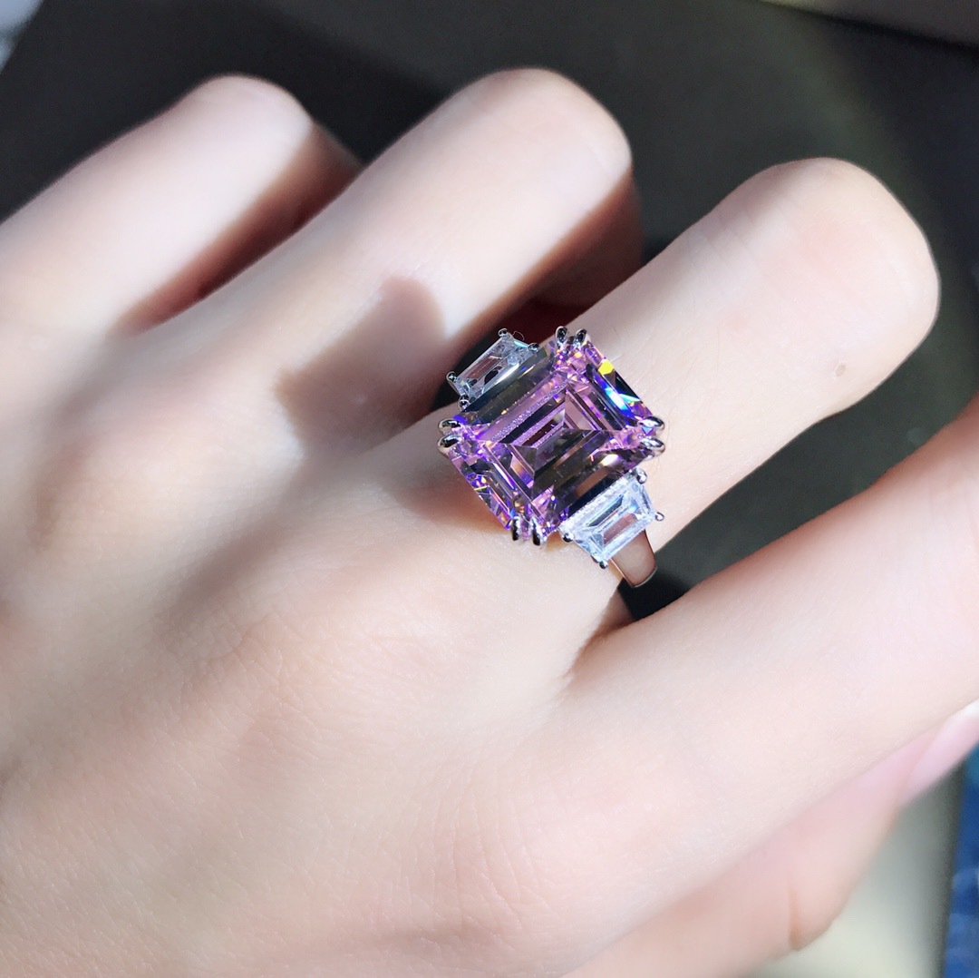 5 quilates VVS grado 3EX importado anillo de diamante de alto carbono plata esterlina de cinco capas de espesor anillo galvanizado platino