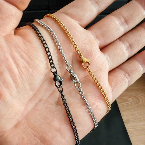 Side chain titanium steel necklace jewelry accessories stainless steel metal accessories real gold plating chain chain diy wholesale