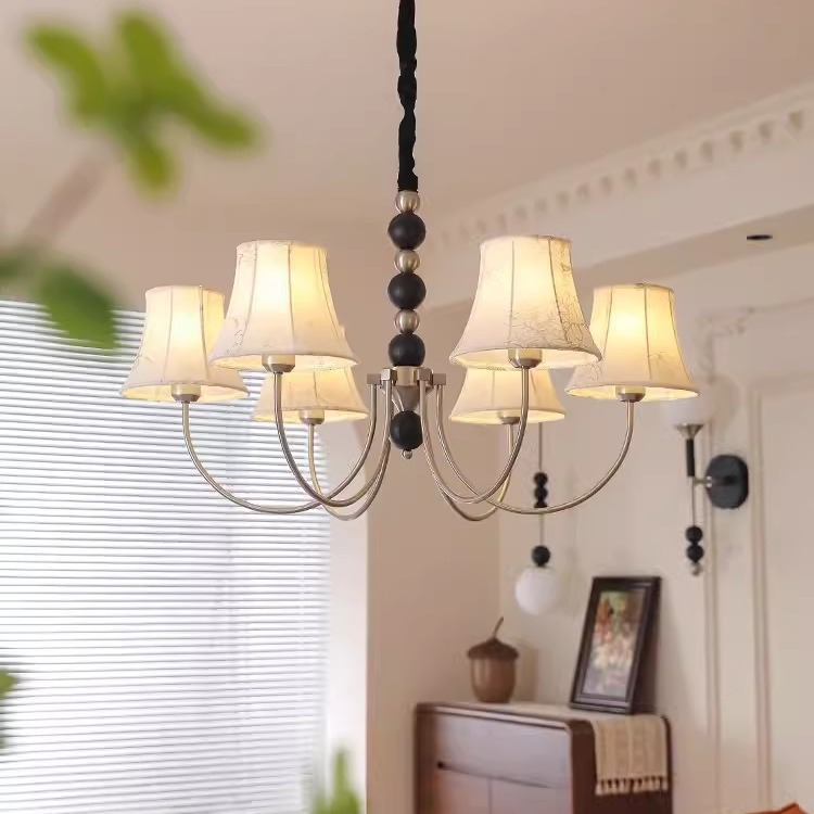 Luces de sala de estar francesas Luces de guardarropa de estilo Nanyang Luces de comedor antiguas Luces de tela de dormitorio de estudio retro americano