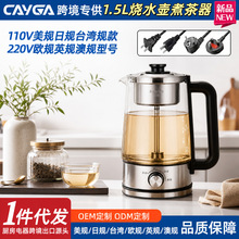 跨境煮茶器黑茶花茶煮茶壶欧规烧水壶110V美规玻璃電水壺欧规英规
