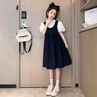Летняя одежда, платье, девичья юбка, комплект, с коротким рукавом, корейский стиль, западный стиль, для подростков
