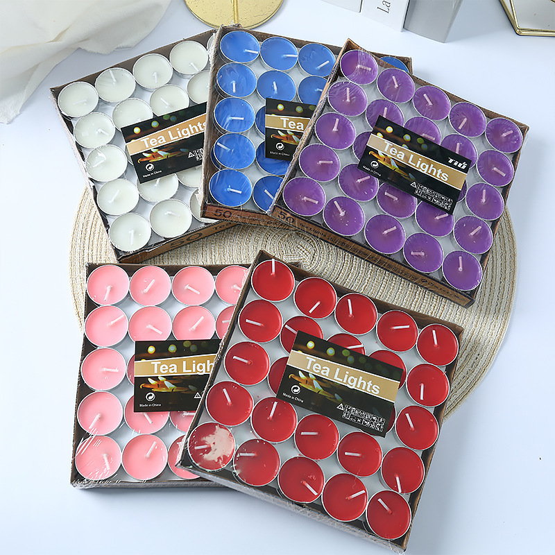 Creative confession proposal candle suit smoke-free aluminum case aluminum box small round cup white 2 hours 50 pieces tea wax Creative confession proposal candle suit smoke-free aluminum case aluminum box small round cup white 2 hours 50 pieces tea wax