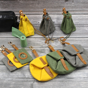 in stock Outdoor Dog Walking Portable Canvas Dog Food Bag Dog Bowl Dog Poop Bag Three-piece Pet Supplies