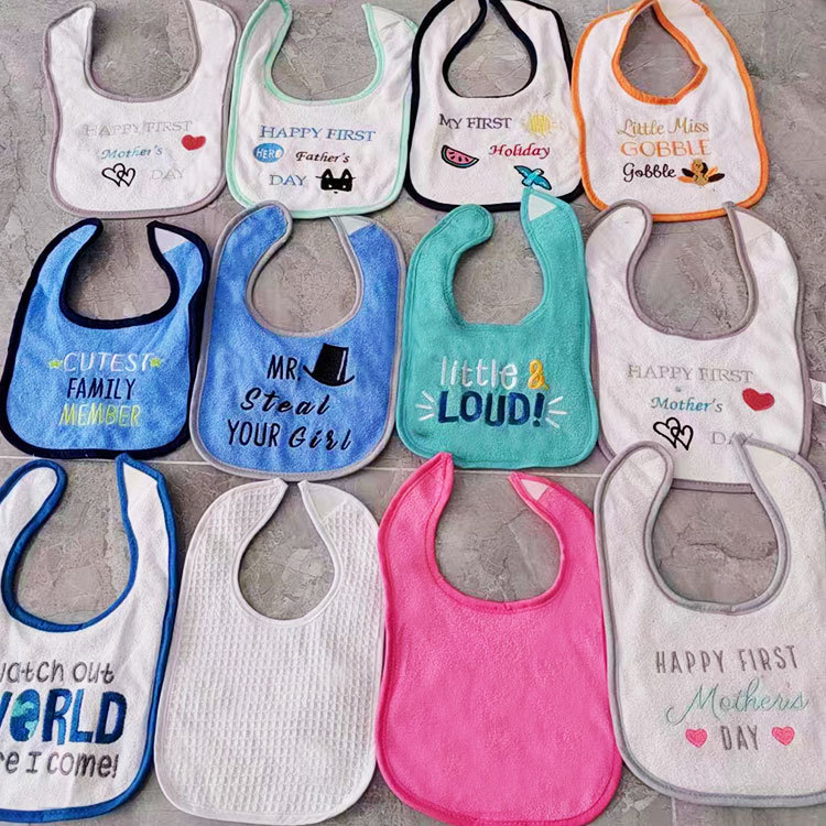Newborn double bib baby saliva towel baby waterproof Velcro children soft bib wholesale stall