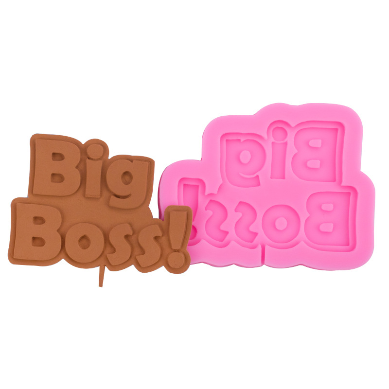 Big Boss inglés carta molde de silicona pastel tarjeta inserción Fondant chocolate arcilla cerámica suave herramienta