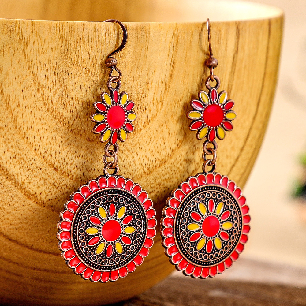 14g Weight Alloy Ear Needle Material Drop Earrings Classification 1 Pair Quantity Daily, Street Occasion Zinc alloy Material Geometric Pattern All Seasons Season Women's Gender Polished Finish Retro Style 1 Pair Retro Geometric Zinc Alloy Drop Earrings 7