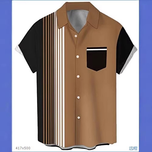 Cross-border foreign trade men's four-way stretch shirt, summer Hawaiian TEMU cool short-sleeve shirt, custom-made Cross-border foreign trade men's four-way stretch shirt, summer Hawaiian TEMU cool short-sleeve shirt, custom-made