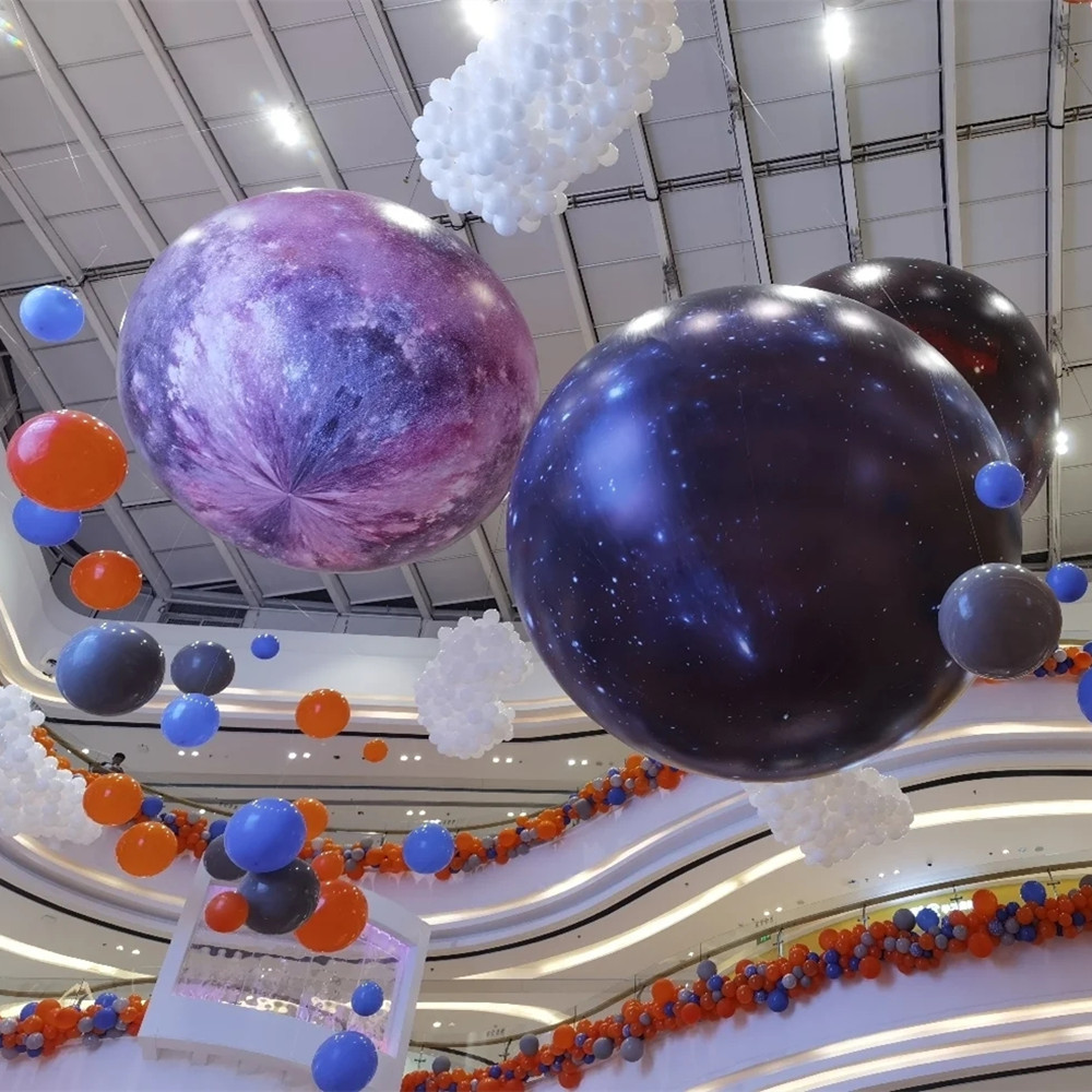 厂家直销场地装饰悬挂地球酒吧装饰发光闭气行星气球充气球星球