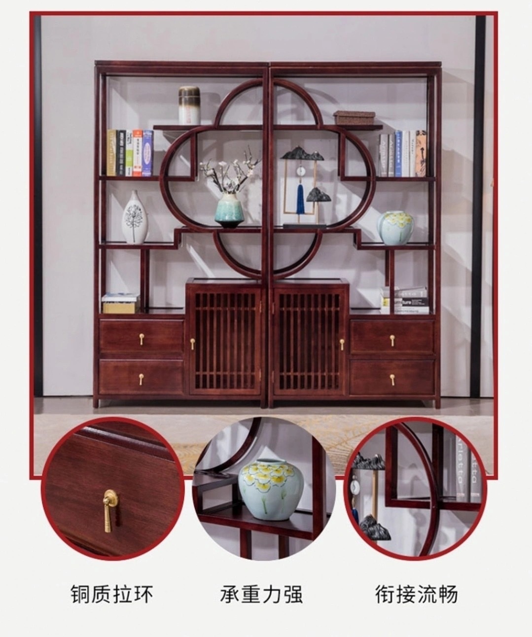 博古架实木中式多宝阁仿古家具现代简约茶叶展示柜置物架菠萝格木-阿里巴巴