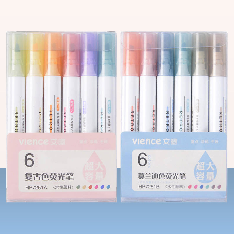Wenxi colección club fluorescente pluma morandi color estudiante marcado pluma mano cuenta carrera clave marcado pluma 6 color traje