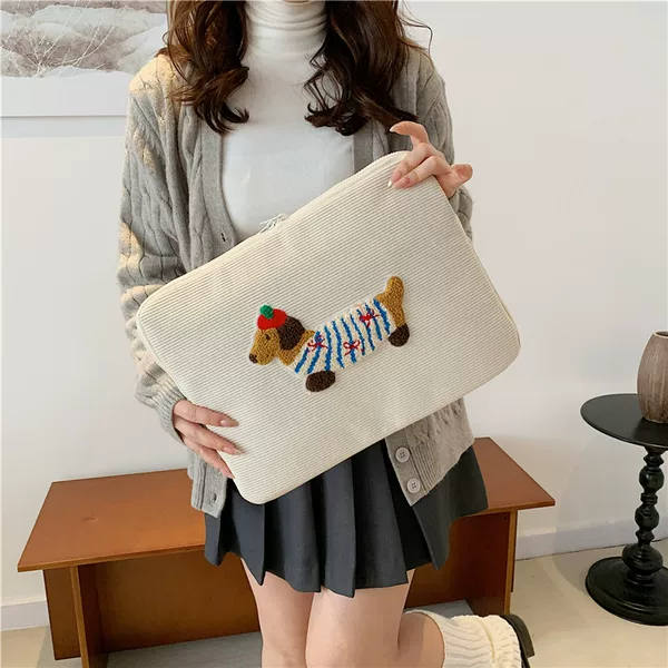 Korean Ins Style 11Ipad Cartoon Puppy Tablet Cosmetics Bag 14/ 15inch Laptop Sleeve Bag