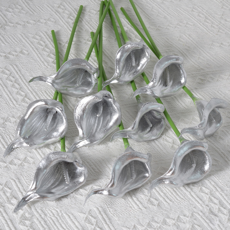 Simulación de flores, materiales de pu, flores falsas de oro y plata, flores decorativas creativas para el hogar de comercio exterior transfronterizo