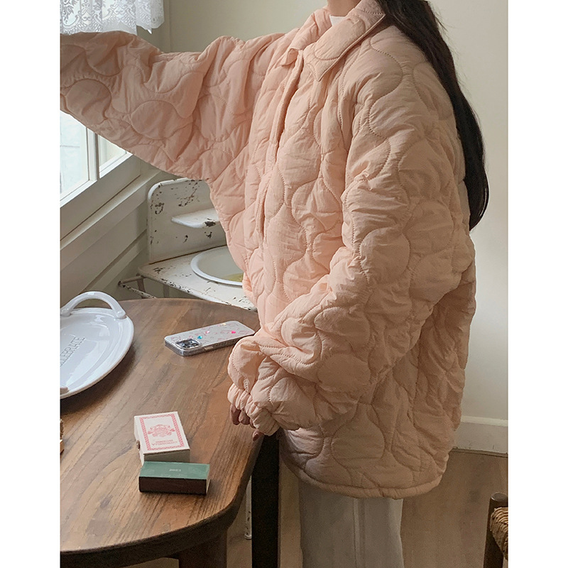 菱格綿服女2023新型韓国版冬服レトロ大サイズコートパン服ゆったり内底羊毛女